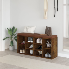 vidaXL füstös tölgyszínű szerelt fa cipőtároló pad 103x30x48 cm bútor