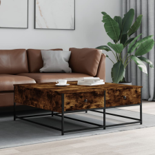 vidaXL füstös tölgyszínű szerelt fa dohányzóasztal 100 x 99 x 40 cm bútor