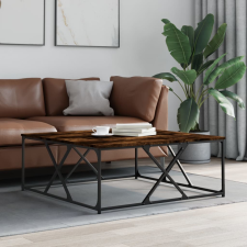 vidaXL füstös tölgyszínű szerelt fa dohányzóasztal 100x100x40 cm bútor