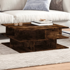 vidaXL füstös tölgyszínű szerelt fa dohányzóasztal 70x70x29 cm bútor
