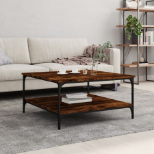 vidaXL füstös tölgyszínű szerelt fa dohányzóasztal 80x80x40 cm bútor