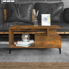 vidaXL füstös tölgyszínű szerelt fa dohányzóasztal 90x49x45 cm bútor