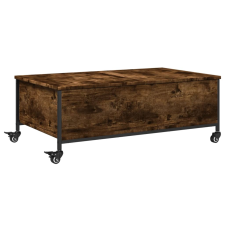 vidaXL füstös tölgyszínű szerelt fa dohányzóasztal kerékkel 91x55x34cm (842298) bútor