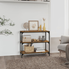 vidaXL füstös tölgyszínű szerelt fa és acél könyvszekrény 80x33x70,5cm bútor