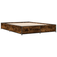 vidaXL füstös tölgyszínű szerelt fa és fém ágykeret 120 x 190 cm (3279864) ágy és ágykellék