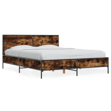 vidaXL füstös tölgyszínű szerelt fa és fém ágykeret 140x190 cm ágy és ágykellék
