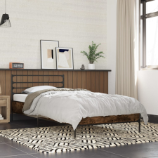 vidaXL füstös tölgyszínű szerelt fa és fém ágykeret 75 x 190 cm ágy és ágykellék