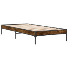 vidaXL füstös tölgyszínű szerelt fa és fém ágykeret 75 x 190 cm (845058) ágy és ágykellék