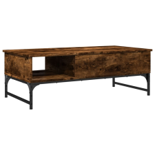 vidaXL füstös tölgyszínű szerelt fa és fém dohányzóasztal 100x50x35 cm (845393) bútor