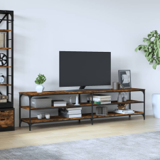 vidaXL füstös tölgyszínű szerelt fa és fém TV-szekrény 200x30x50 cm bútor