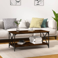 vidaXL füstös tölgyszínű szerelt fa és vas dohányzóasztal 100x50x45 cm bútor