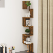 vidaXL Füstös tölgyszínű szerelt fa fali sarokpolc 20x20x127,5 cm bútor