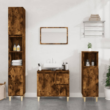 vidaXL füstös tölgyszínű szerelt fa fürdőszobaszekrény 30x30x190 cm fürdőszoba bútor