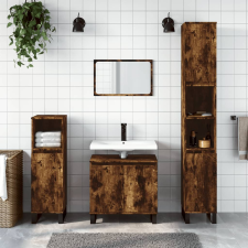vidaXL Füstös tölgyszínű szerelt fa fürdőszobaszekrény 30x30x190 cm fürdőszoba bútor