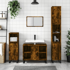 vidaXL füstös tölgyszínű szerelt fa fürdőszobaszekrény 80 x 33 x 60 cm fürdőszoba bútor