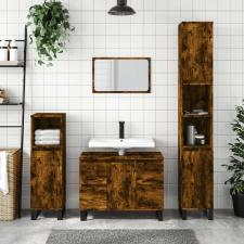 vidaXL füstös tölgyszínű szerelt fa fürdőszobaszekrény 80 x 33 x 60 cm fürdőszoba bútor