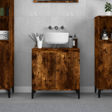 vidaXL füstös tölgyszínű szerelt fa mosdószekrény 58x33x60 cm fürdőszoba bútor