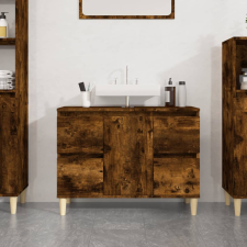 vidaXL füstös tölgyszínű szerelt fa mosdószekrény 80 x 33 x 60 cm fürdőszoba bútor