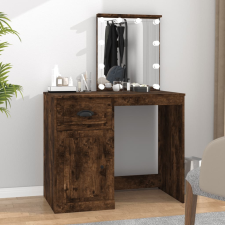 vidaXL füstös tölgyszínű szerelt fa pipereasztal LED-del 90x50x132,5cm bútor