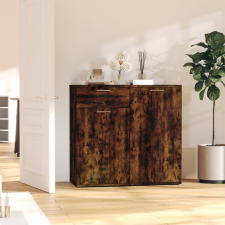 vidaXL füstös tölgyszínű szerelt fa tálalószekrény 80x36x75 cm bútor