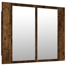 vidaXL füstös tölgyszínű szerelt fa tükörszekrény LED-del 80x20,5x64cm (822841) fürdőszoba bútor
