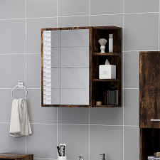 vidaXL füstös tölgyszínű szerelt fa tükrös szekrény 62,5x20,5x64 cm fürdőszoba bútor
