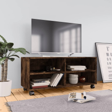 vidaXL füstös tölgyszínű szerelt fa TV-szekrény görgőkkel 90x35x35 cm bútor