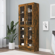 vidaXL füstös tölgyszínű szerelt fa vitrinszekrény 82,5x30,5x185,5 cm bútor