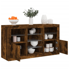 vidaXL füstös tölgyszínű tálalószekrény LED-ekkel 123 x 37 x 67 cm bútor