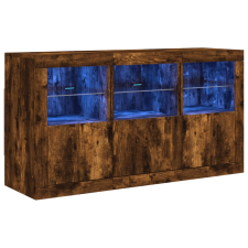 vidaXL füstös tölgyszínű tálalószekrény LED-ekkel 123 x 37 x 67 cm (3209062) bútor