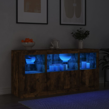 vidaXL füstös tölgyszínű tálalószekrény LED-ekkel 142,5 x 37 x 67 cm bútor