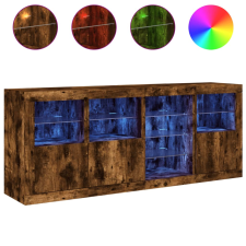 vidaXL füstös tölgyszínű tálalószekrény LED-ekkel 164 x 37 x 67 cm (3209055) bútor