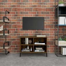 vidaXL füstös tölgyszínű TV-szekrény fémlábakkal 69,5 x 30 x 50 cm bútor