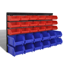 vidaXL Garázs műanyag tároló készlet 30 db kék és piros szerszám kiegészítő