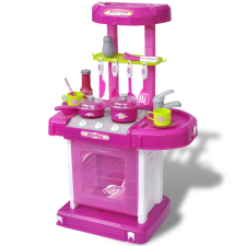 vidaXL Gyerek játékkonyha fény és hangeffektussal rózsaszín konyhakészlet