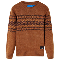vidaXL Gyerek pulóver kötött Cognac 128