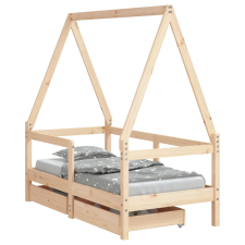 vidaXL gyerek tömör fenyőfa ágykeret fiókokkal 70 x 140 cm (834471) gyermekbútor