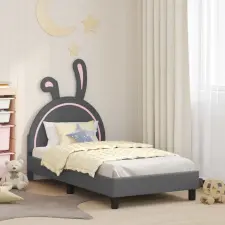 vidaXL Gyerekágy kerettel fejtámlával Világosszürke 80 x 160 cm PU gyermekágy