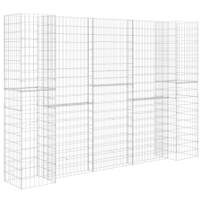 vidaXL H alakú acéldrót virágtartó gabion 260 x 40 x 200 cm  (145665) kerti tárolás