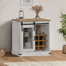 vidaXL HALDEN fehér tömör fa komód tolóajtós 80x40x80 cm bútor