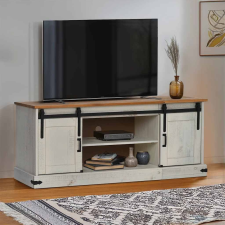 vidaXL HALDEN fehér tömör fa TV szekrény 2 tolóajtóval 150x40x60 cm bútor