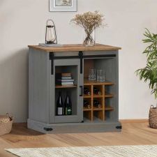 vidaXL HALDEN szürke tömör fa komód tolóajtós 80x40x80 cm bútor