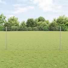 vidaXL Hatszögletű Kerítés 22 U Oszloppal Ezüst 1x25 m Acél építőanyag