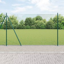 vidaXL Hegesztett Drótkerítés 13 Felfogató Oszloppal Zöld 1.4x25 m Acél építőanyag
