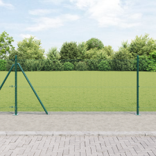 vidaXL Hegesztett Drótkerítés 13 Felfogott Oszloppal Zöld 0.8x100 m Acél építőanyag
