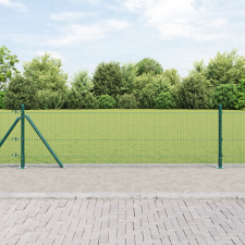 vidaXL Hegesztett Drótkerítés 13 Flanged Oszloppal Zöld 0.6x100 m Acél építőanyag