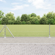 vidaXL Hegesztett Drótkerítés 13 Flangolt Oszloppal 0.6x100 m Horganyzott Acél építőanyag