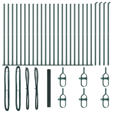 vidaXL hegesztett drótkerítés 13 peremes oszloppal Zöld 1,4x50 m Acél (3352479) építőanyag