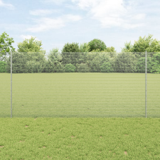vidaXL Hegesztett Drótkerítés 22 U Oszloppal Ezüst 1,2x25 m Acél építőanyag