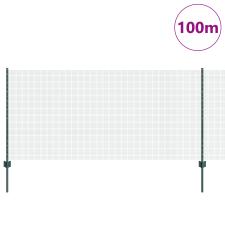 vidaXL Hegesztett Drótkerítés 44 U oszloppal Zöld 1x100 m Acél (3336544) építőanyag